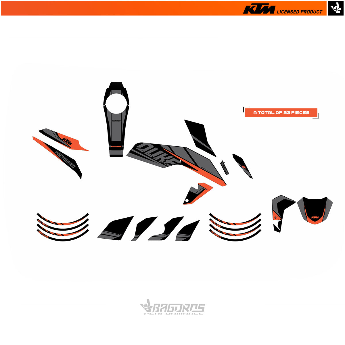 Sticker kit suitable for 125/200/250/390 DUKE (from 2017) KTM models | THE BLADE BLACK