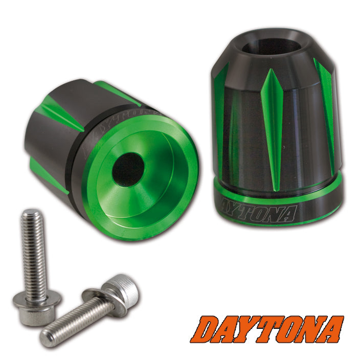 Daytona - Lenkerenden / Lenkergewichte "SCRATCH" | grün - schwarz eloxiert | KAWASAKI M8 System| 7/8"+1" Lenker mit Ø 14-19 mm | Paar | ALU | Lenkerenden | Lenkergewichte