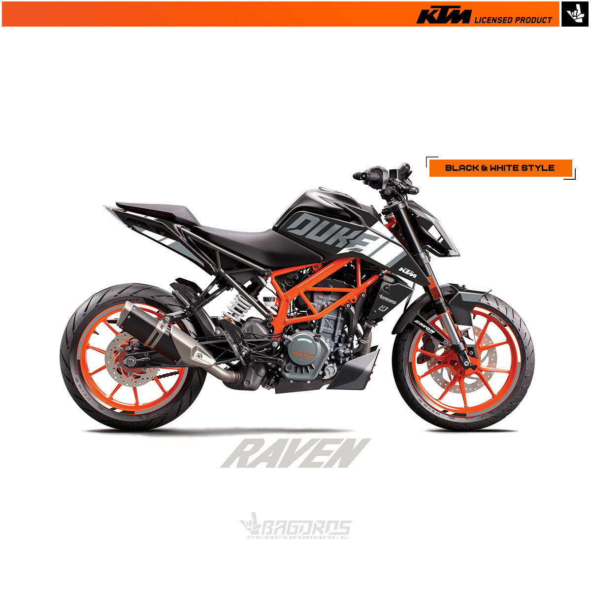 Sticker kit suitable for 125/200/250/390 DUKE (from 2017) KTM models | THE RAVEN