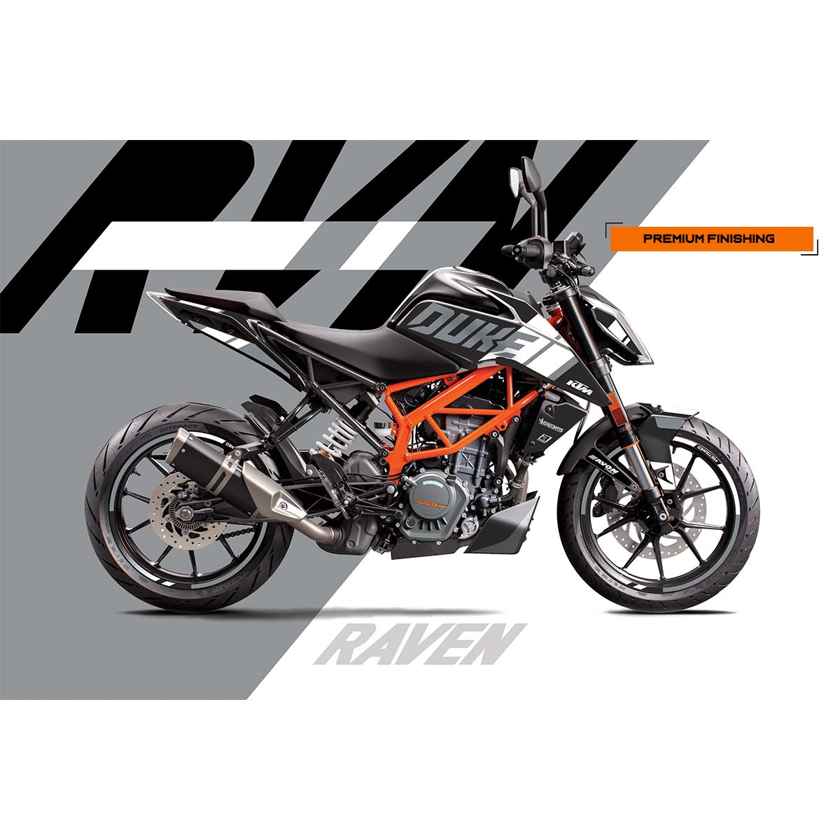 Sticker kit suitable for 125/200/250/390 DUKE (from 2017) KTM models | THE RAVEN