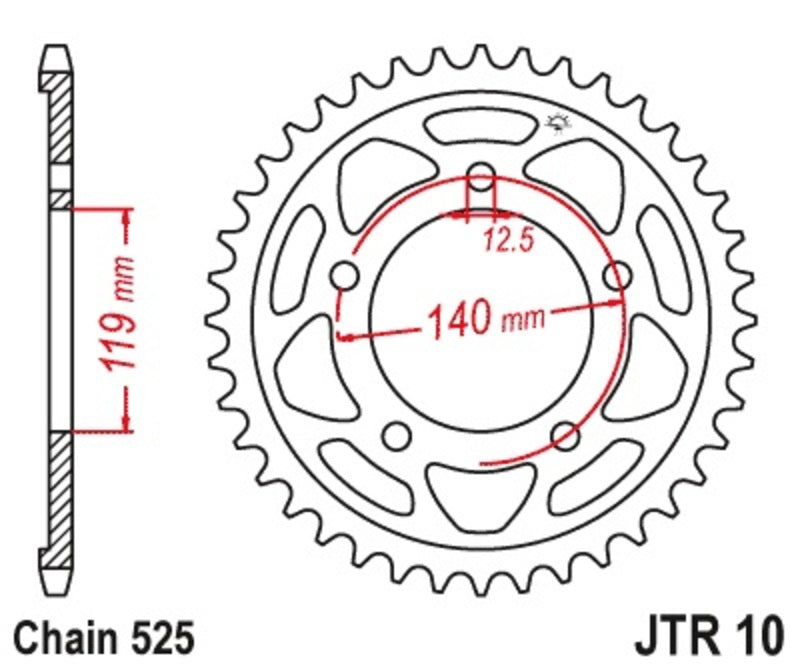 JT Sprockets | Kettenrad | 45 Zähne | Teilung 525 | schwarz | JTR10