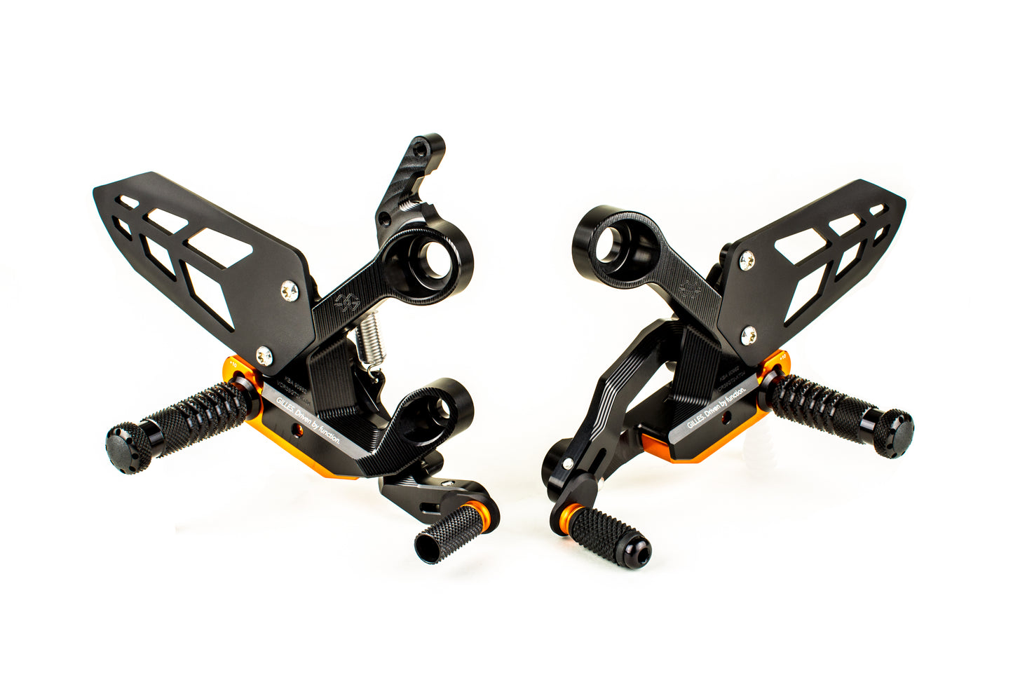 Gilles Fußrastenanlage VCR38GT2 | verstellbar | BLACK-ORANGE | passend für KTM 790 Duke / 890 Duke R & 890 GP - Modelle