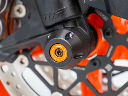 PFAN10 - KTM | ORANGE | Front Achsprotektoren | FRONT FORK PROTECTION KIT | passend für KTM 1290 Super Duke R / EVO / RR / GT & 1390 Super Duke R / EVO & 790 / 890 / GP / R / 990 Duke - Modelle