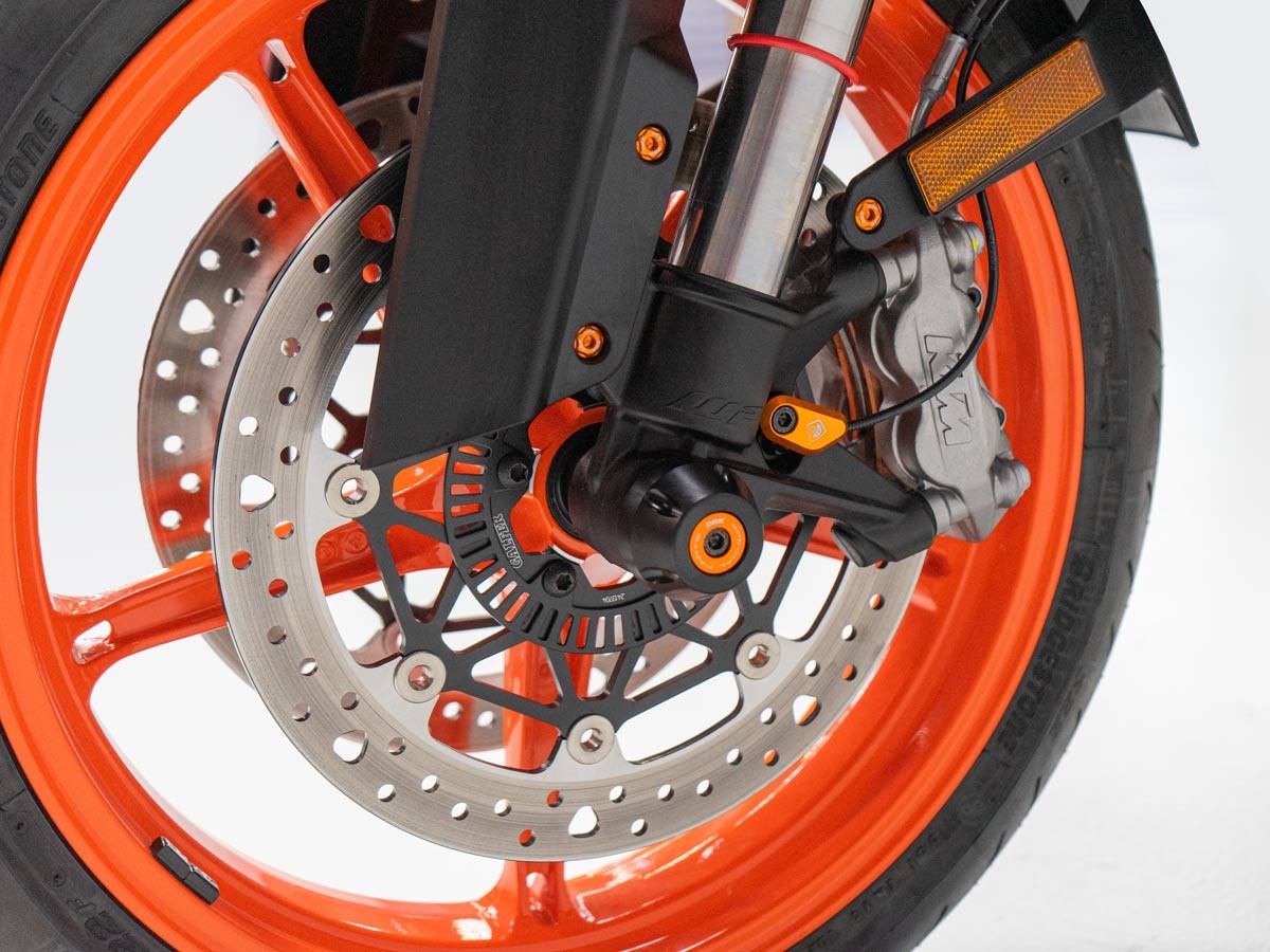 PFAN10 - KTM | ORANGE | Front Achsprotektoren | FRONT FORK PROTECTION KIT | passend für KTM 1290 Super Duke R / EVO / RR / GT & 1390 Super Duke R / EVO & 790 / 890 / GP / R / 990 Duke - Modelle